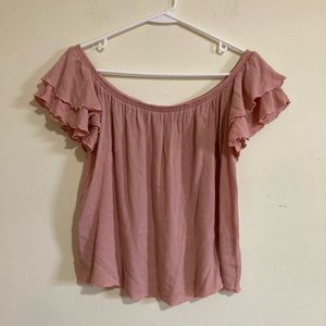 L. A. Hearts Blush Ruffle Off-the-Shoulder Blouse